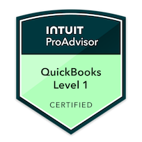 QuickBooks Online Level 1 certified badge